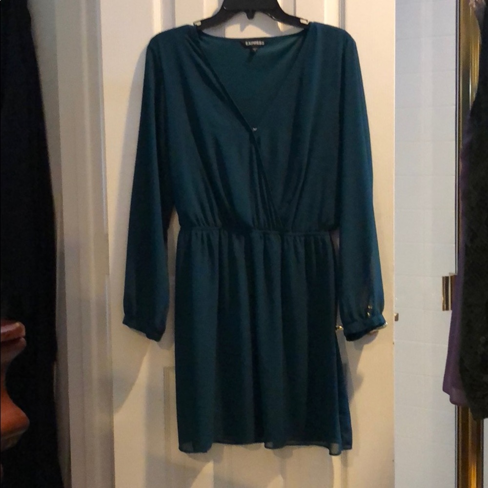 Express teal long sleeve dress